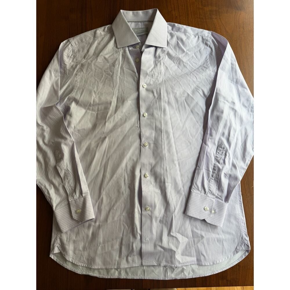 Hickey Freeman Contemporary Fit Purple and White Striped Shirt 16-34/35
